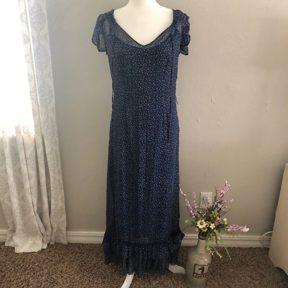 Maxi Floral Sheer Dress with Spaghetti Strap Slip